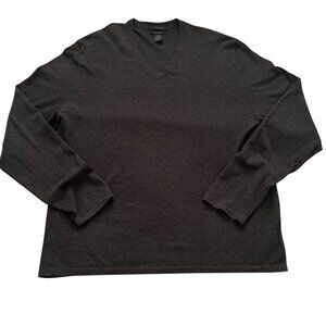 J. Ferrar V-Neck Sweater Mens L Gray Pima Cotton Blend Long Sleeve Casual Soft